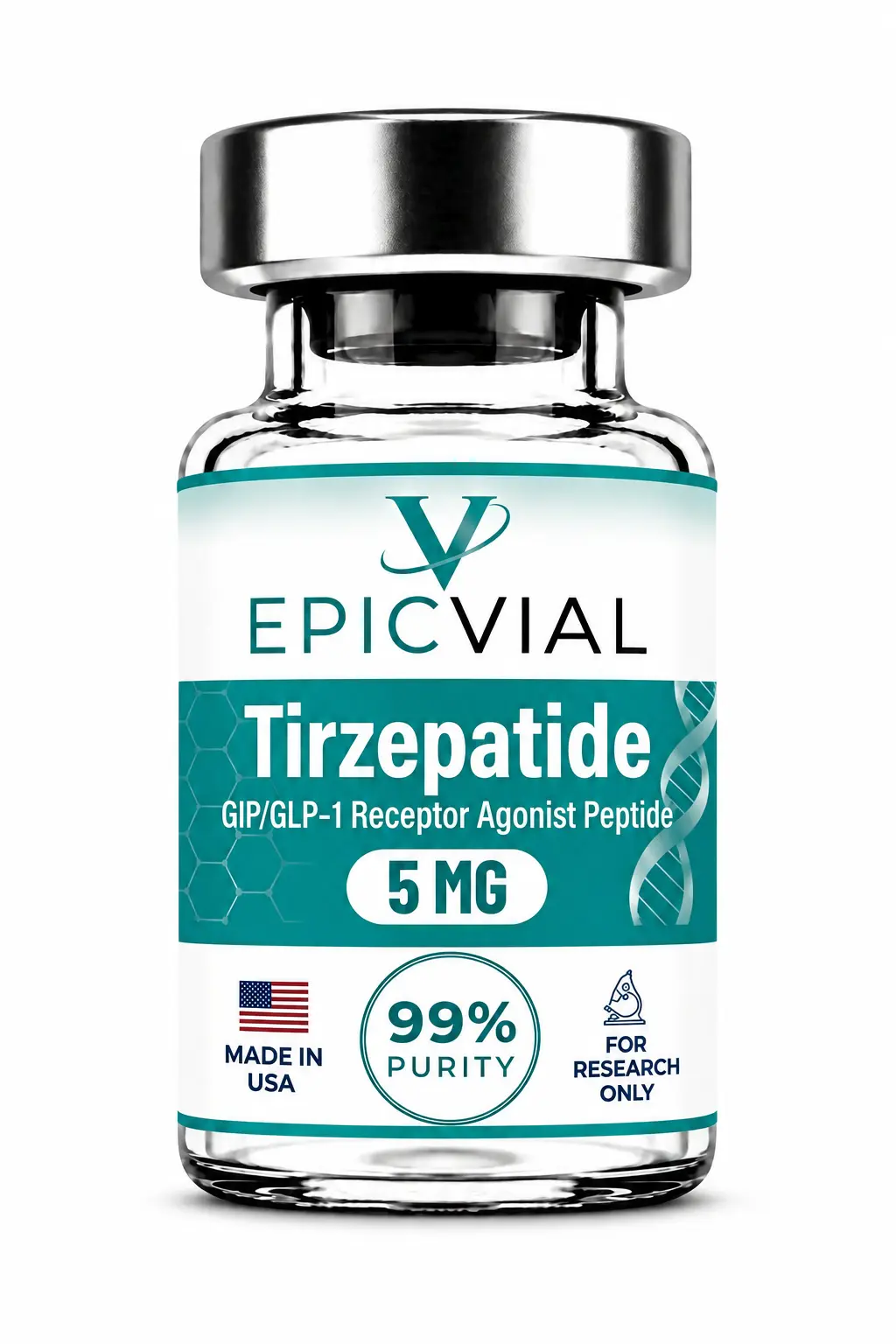 EpicVial Tirzepatide 5 mg research peptide vial